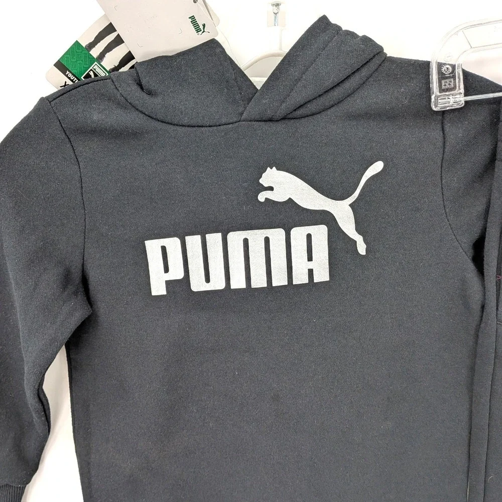Puma black logo hoodie jogger set youth XXS 3 4 athletic activewear - Picture 5 of 8